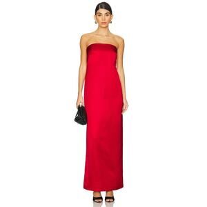 ALC Ani Strapless Satin Long Dress in Really Red 10